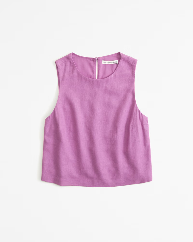 Linen-Blend High-Neck Set Top | Abercrombie & Fitch (US)