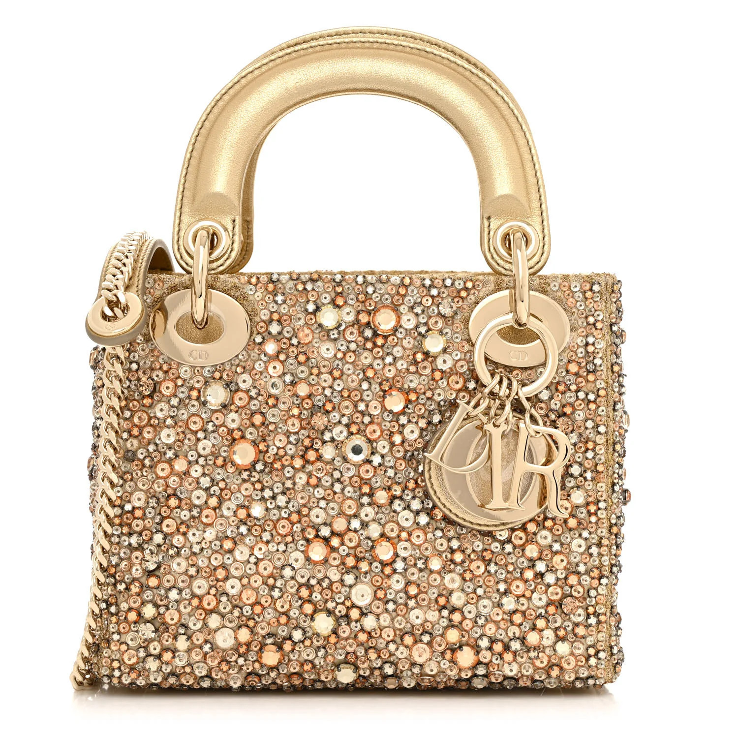 Christian Dior Metallic Calfskin Bead Embroidery Mini Lady Dior Gold 1717560 | FASHIONPHILE (US)