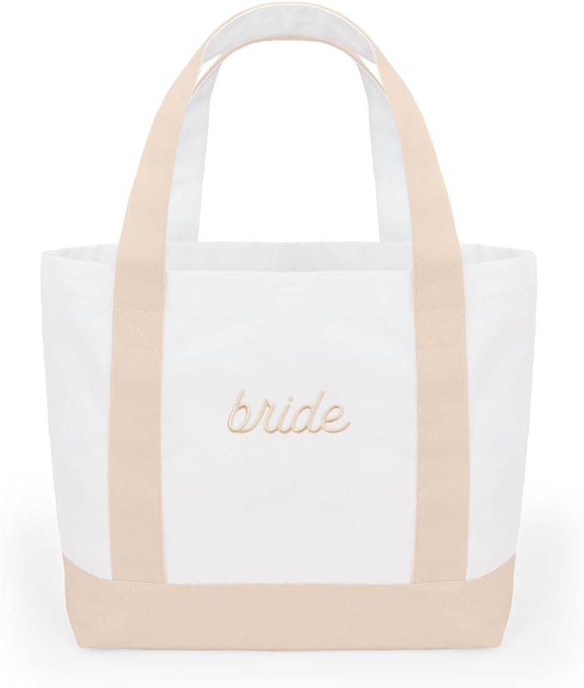 xo, Fetti Neutral Bride Tote Bag | Beige Bachelorette Party Decorations, Cute Bride To Be Accesso... | Amazon (US)