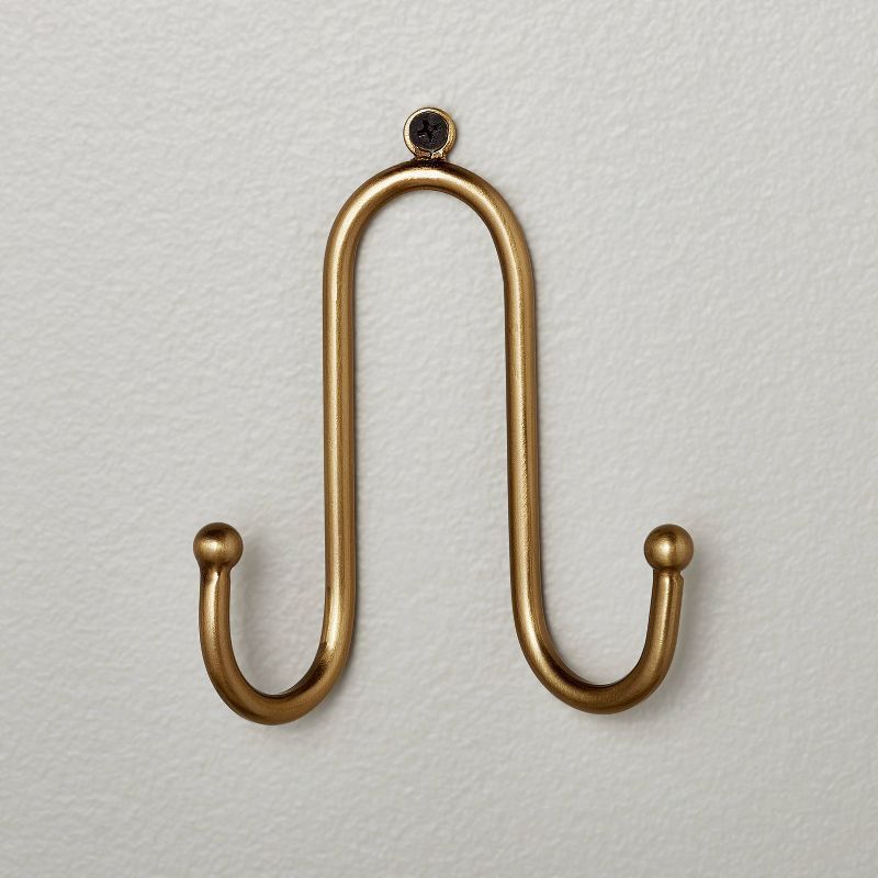 Double Prong Metal Wall Hook Brass Finish - Hearth & Hand™ with Magnolia | Target