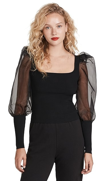 Abella Puff Sleeve Square Neck Sweater | Shopbop
