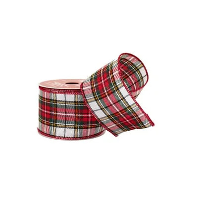 2.5" x 20ft. Red Plaid Wired Ribbon by Celebrate It® - Holiday and Christmas Ribbon for Crafts -... | Walmart (US)