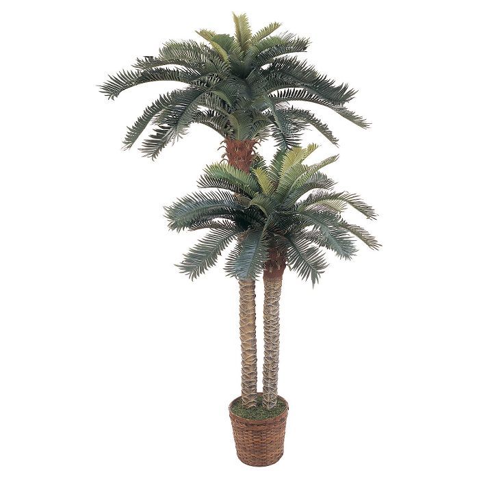 Nearly Natural Sago Palm Double Potted Silk Tree (6"/4") | Target