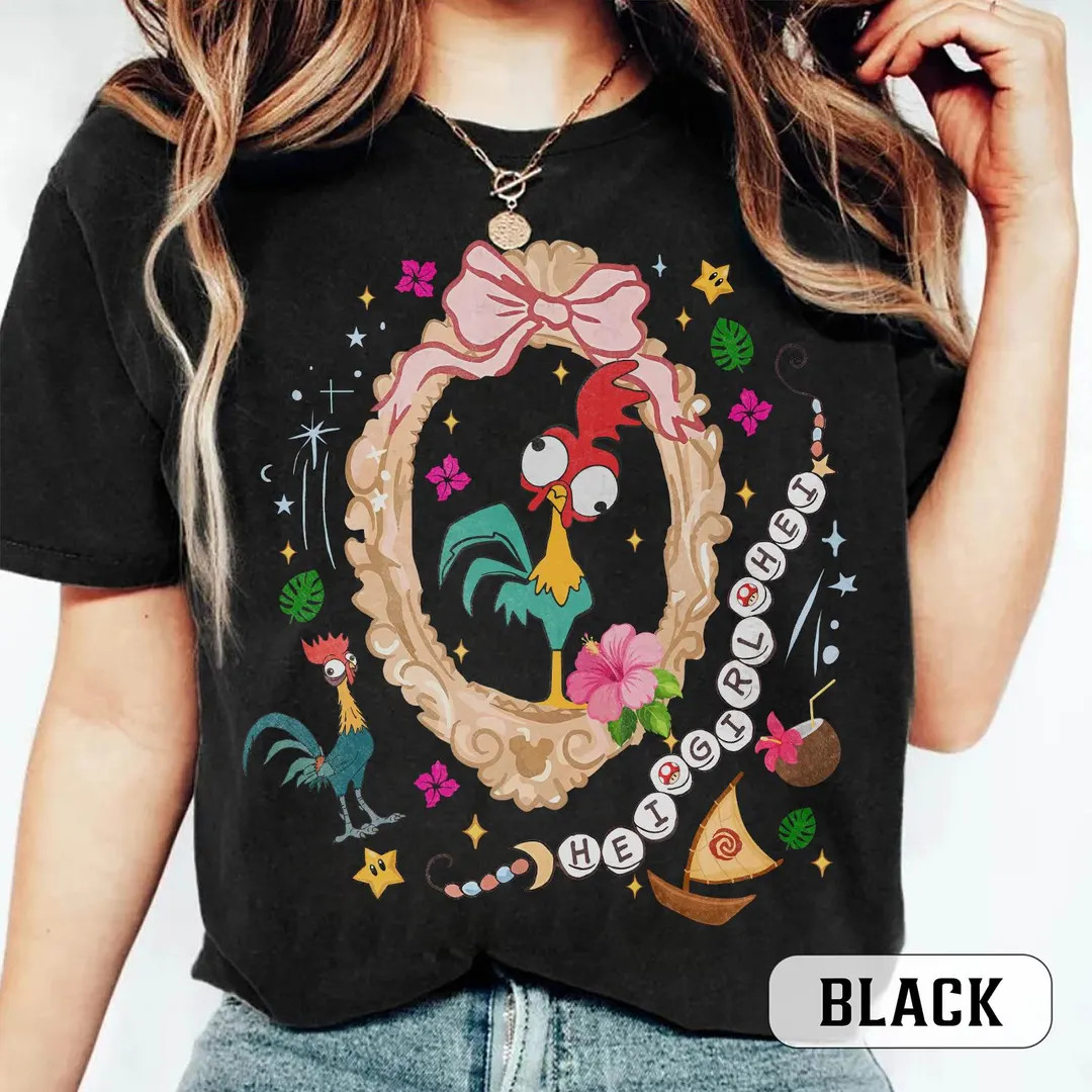 Retro Coquette Bow Hei Girl Hei Moana 2 Shirt, Disney Princess Moana Shirt, Hei Hei The Rooster T... | Etsy (US)