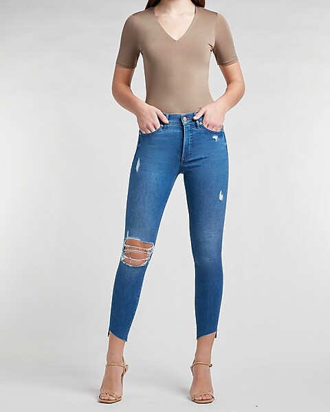 Body Contour Double Layer V-Neck Tee | Express