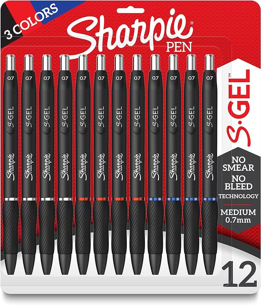 SHARPIE S-Gel, Gel Pens, Medium Point (0.7mm), Assorted Colors, 12 Count | Amazon (US)