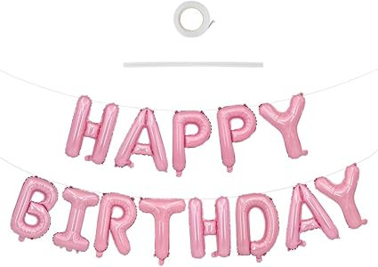 TONIFUL Light Pink Happy Birthday Balloons Banner, 16 Inch Mylar Foil Letters Birthday Sign Bunti... | Amazon (US)
