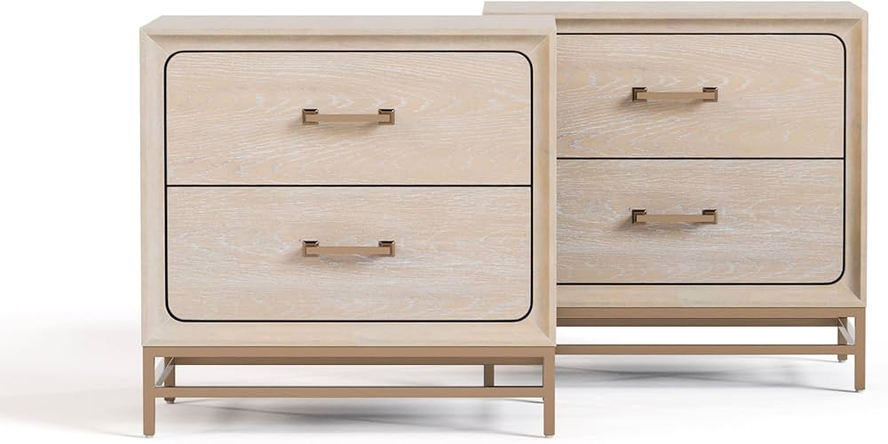 Furniture of America Don Transitional Solid Wood Nightstand Set of 2, Small Bedside Drawers and M... | Amazon (US)