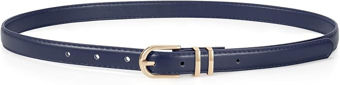 JASGOOD Womens Skinny Leather Belt Ladies Thin Faux Leather Belt with Gold/Silver Buckle for Jean... | Amazon (US)