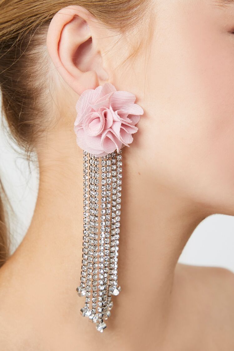 Flower Rhinestone Box Drop Earrings | Forever 21