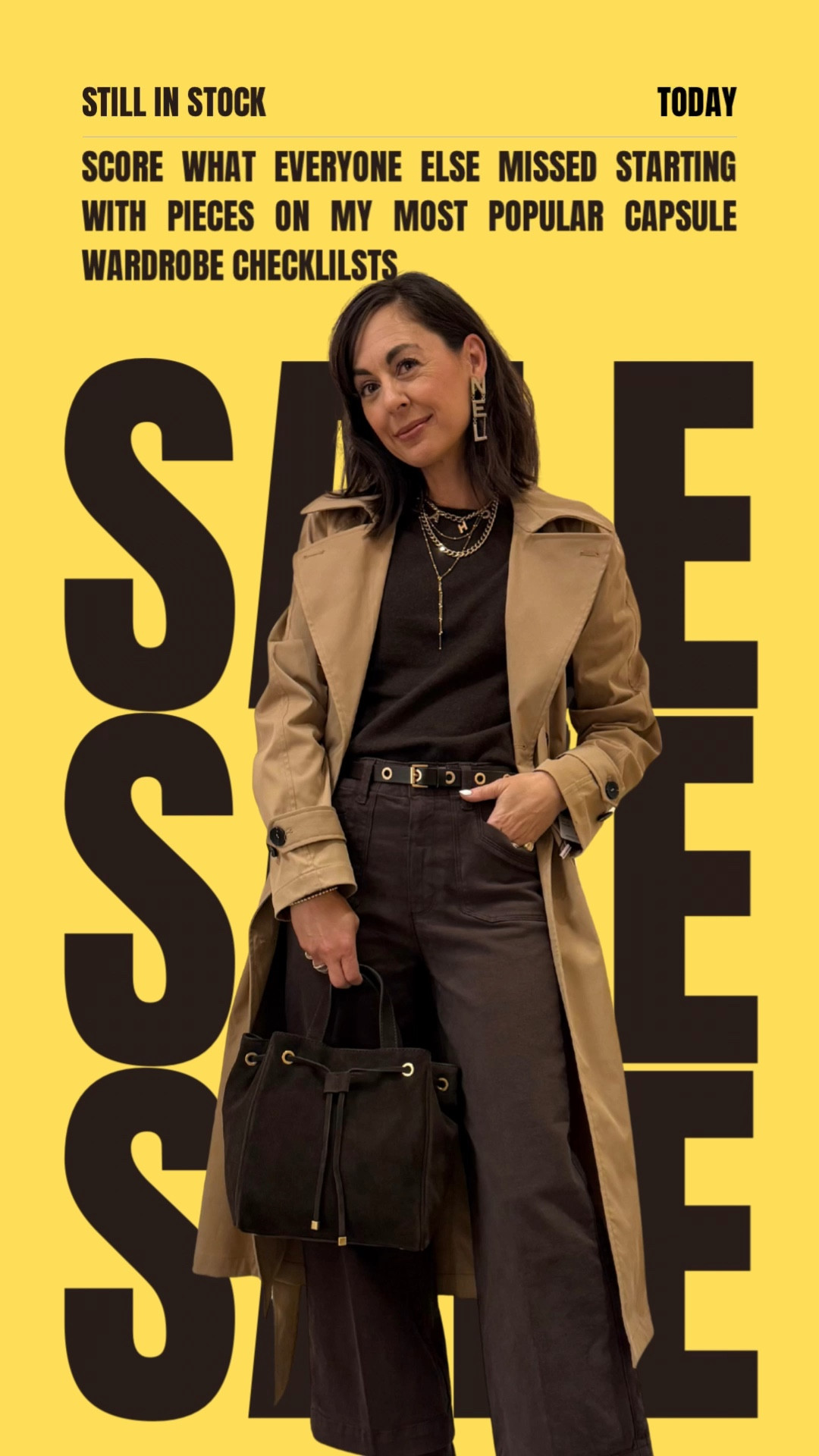 BROWN CAPSULE WARDROBE CHECKLIST
Nsale editon 

Brown Pants
Brown Top
Brown Accessories
Neutral Dress
Dark Denim Jeans
Leopard Print Piece
Ivory Top
Cropped Cardigan
Barn Jacket
Blazer
Brown Jacket
Trench Coat

I’m still shopping for you! The jeans and brown cashmere sweater I used to build the brown base I used to make outfits around in this capsule are out of stock, but these bootcut jeans are on sale and still available. They are a universally flattering style that looks best with a bit of heel or boot. The platform boots I’m wearing sold out in most sizes, but I got these with a little lower heel and LOVE them. Most of the simple brown tops and sweaters I chose are sold out, but this Emily in Paris Inspired top is available and my first choice. This capsule isn’t complete without a cool chocolate brown bag and the best styles sold fast. However I have been loving the Italian leather designer inspired bags like this large woven tote and this slouchy suede tote under $150 from Quince.