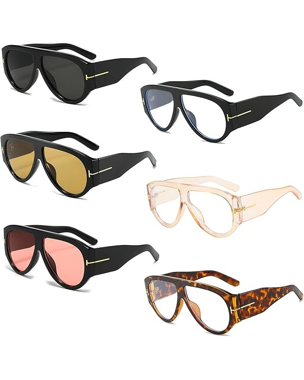 Trendy Oversized Aviator Sunglasses for Women Men Square Thick Frame Large Sun Glasses UV400 Prot... | Amazon (US)