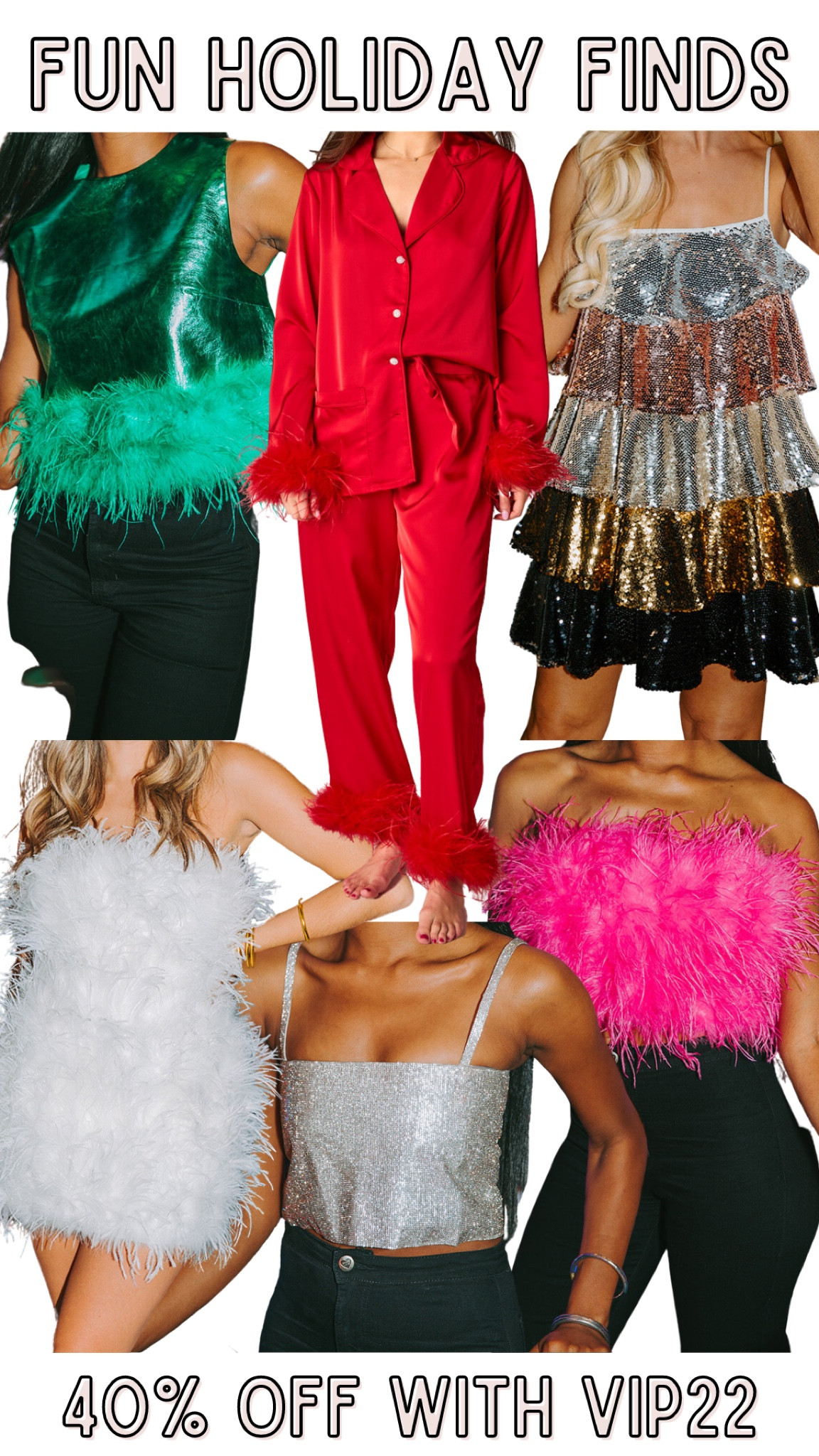40% off with VIP22 
Feather top / feather pajamas / sequin dress / feather top / feather dress / sequin top / sequin ruffle dress 

#LTKSeasonal #LTKHoliday #LTKCyberweek