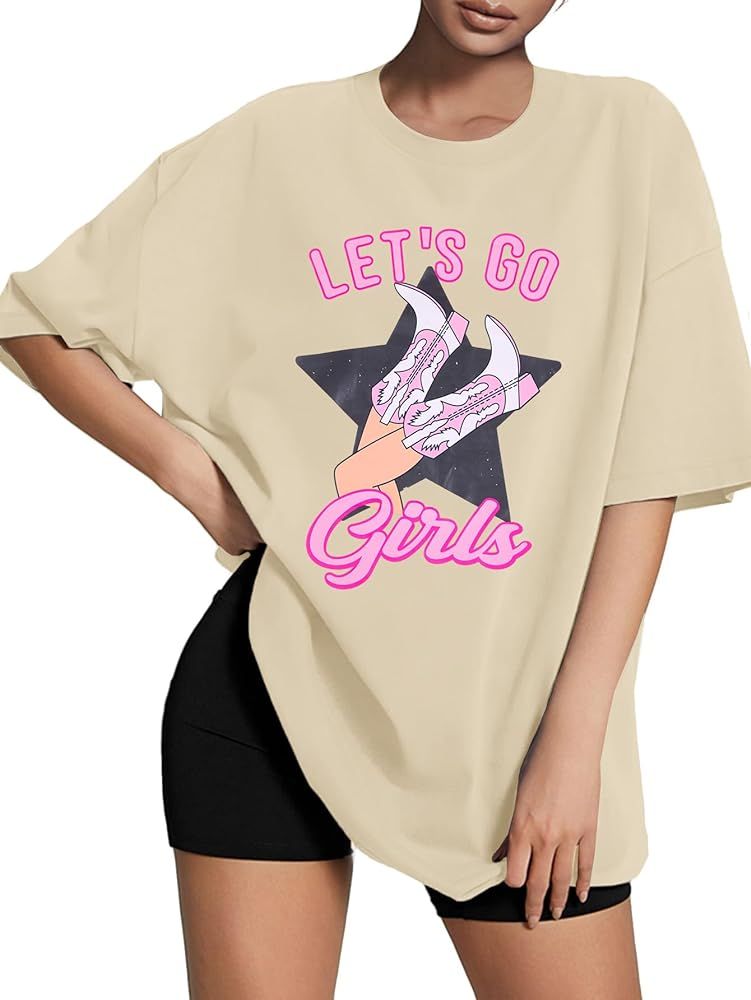 Let's Go Girls T Shirt Western Cowgirls Graphic Shirts Retro Country Music Tee Bridal Wedding Vac... | Amazon (US)