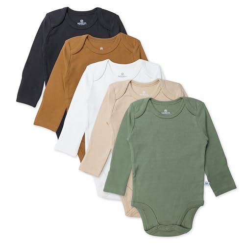 HonestBaby 5-pack Long Sleeve Bodysuits One-piece 100% Organic Cotton for Infant Baby Boys, Sugar Shred, Newborn | Amazon (US)