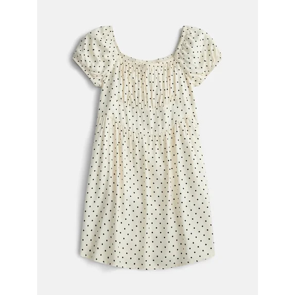 Weekend Academy Girls Square Neck Dress with Puff Sleeves, Sizes 4-18 | Walmart (US)