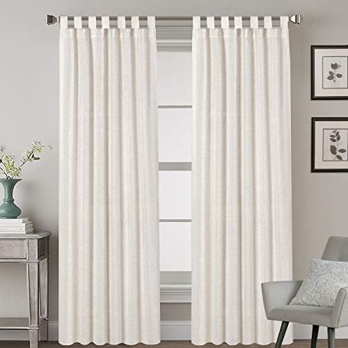 Tab Top Natural Linen Blended Airy Curtains for Living Room Home Decor Soft Rich Material Light Redu | Amazon (US)