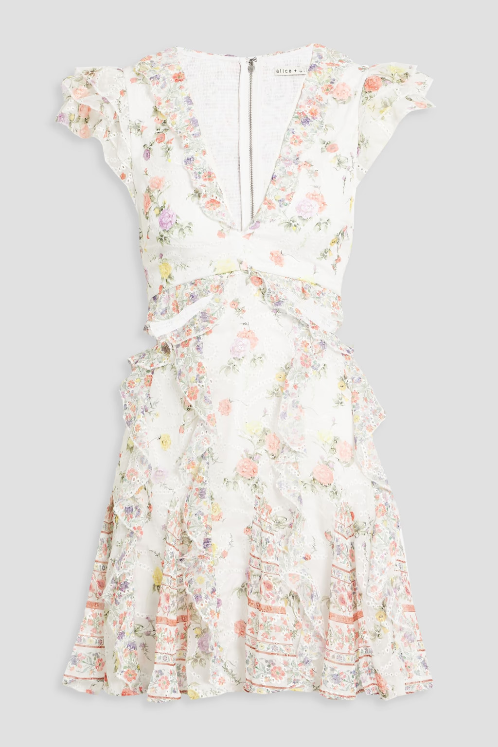 Mitzi cutout floral-print georgette mini dress | The Outnet (US and CA)
