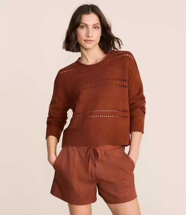 Lou & Grey Pointelle Striped Sweater | LOFT