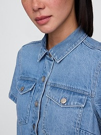 UltraSoft Denim Popover Mini Dress | Gap (CA)