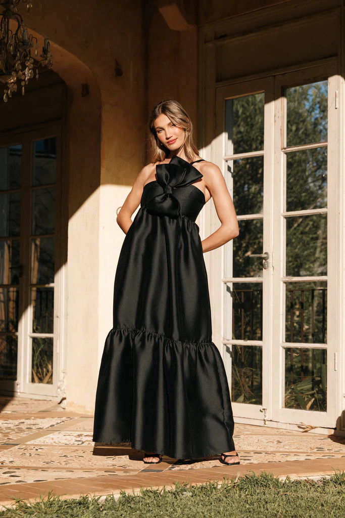 Betina Bow Front Maxi Dress - Black | Petal & Pup (US)