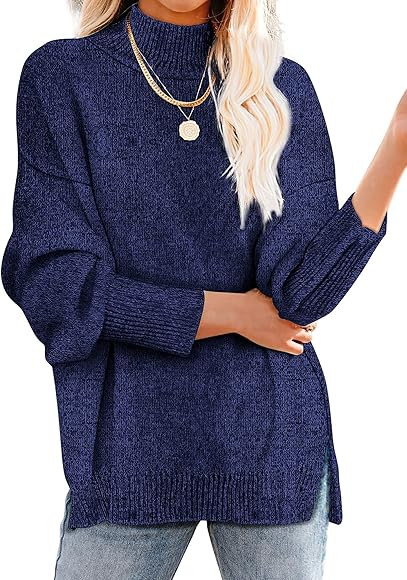 XIEERDUO Womens Turtleneck Sweaters Long Sleeve Casual Loose Pullover Sweater Tops | Amazon (US)