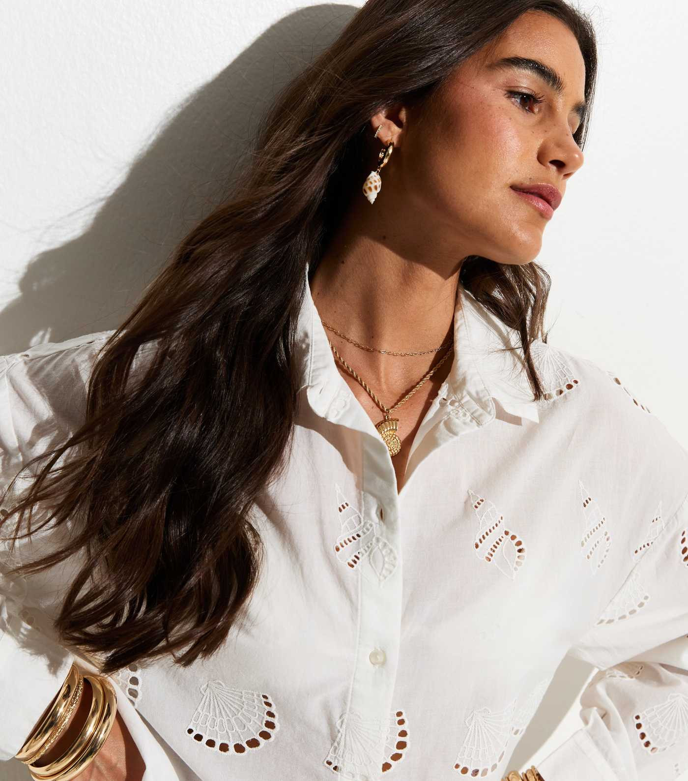 White Shell Cutwork Beach Shirt | New Look | New Look (UK)