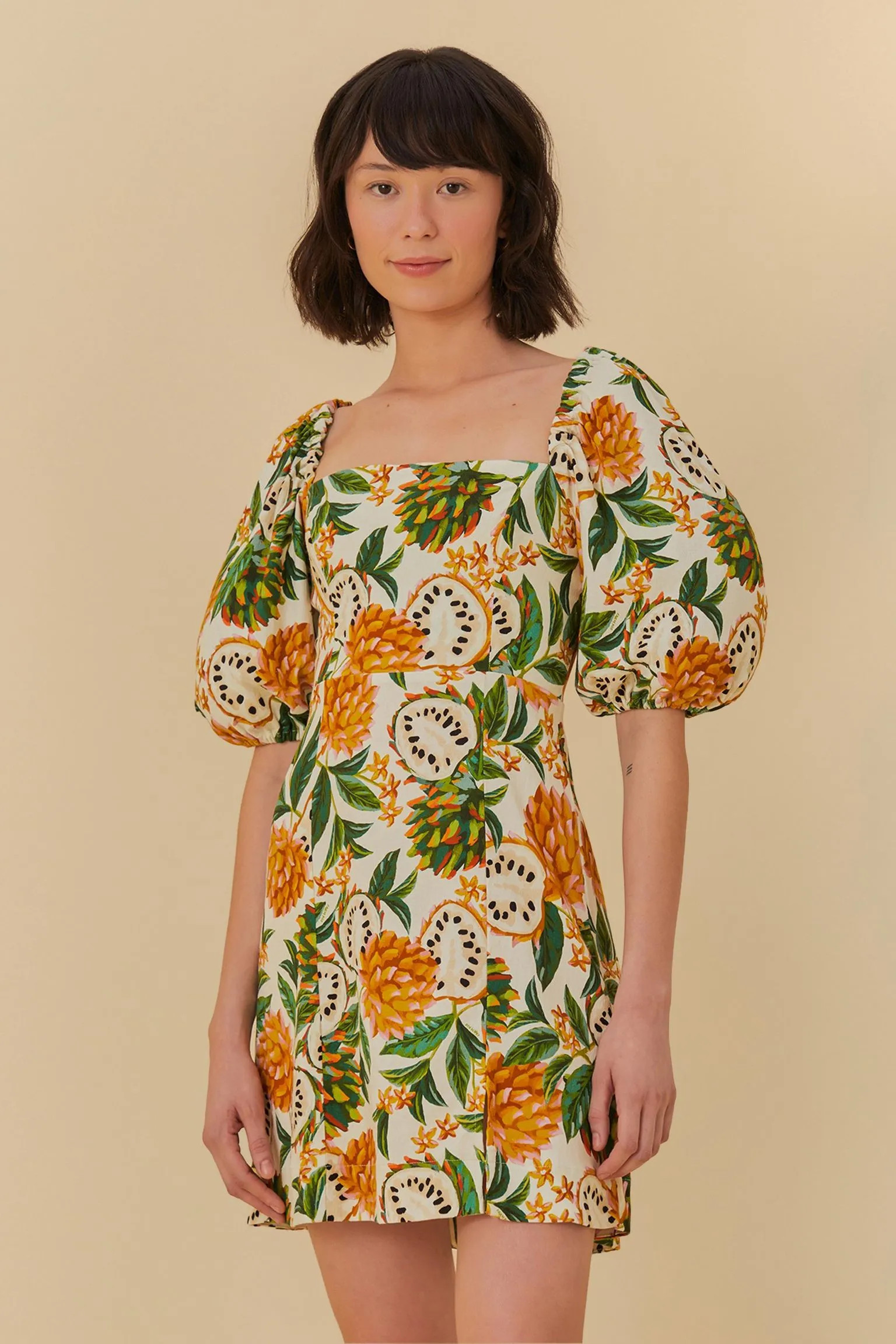 Vestido Curto Manga Estampado Biribá | Farm Rio (BR)