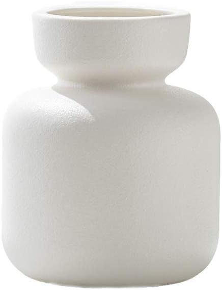 White Ceramic Flower Vase, Simplicity Vertical Textured Vase for Home Decor (White) | Amazon (US)