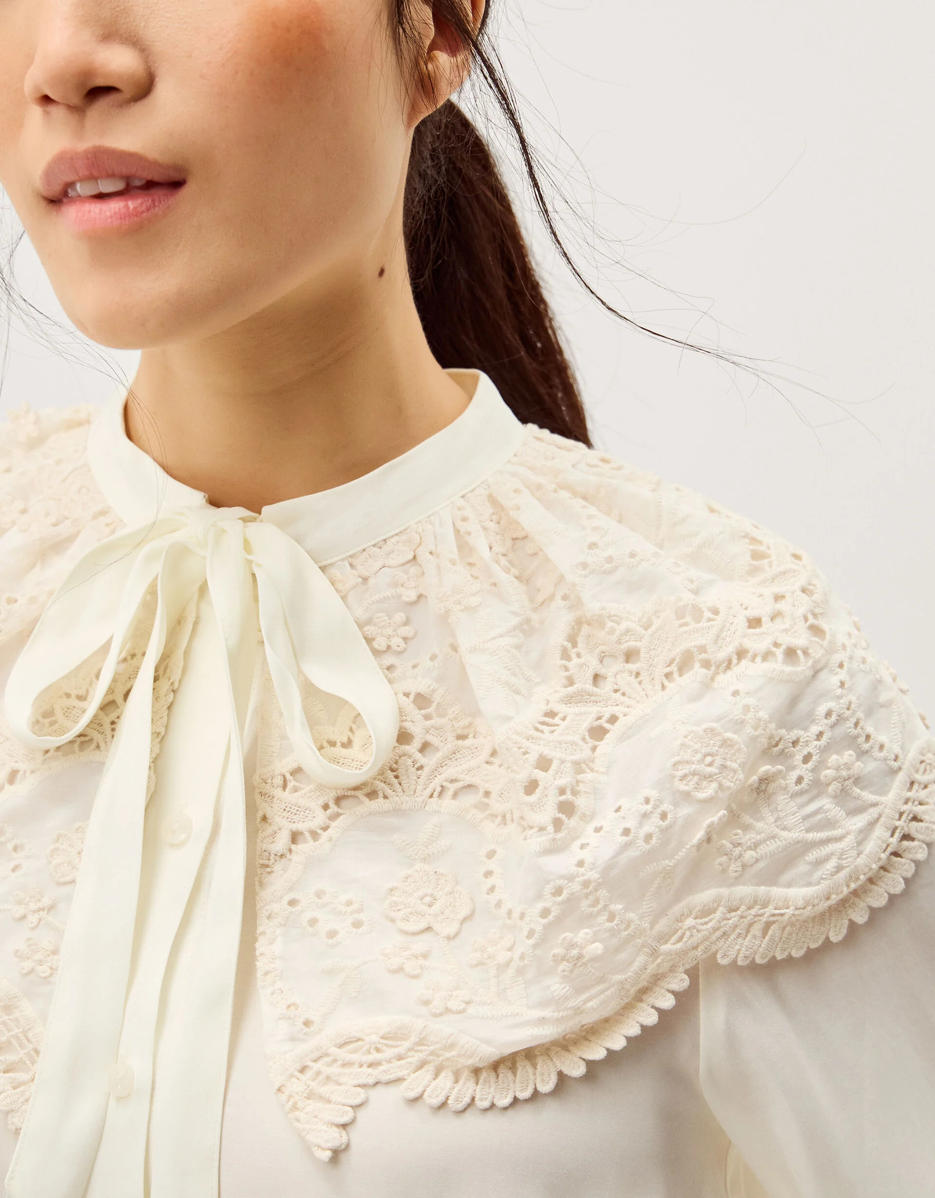 Cora Lace Collar Blouse Ivory | Monsoon (UK)