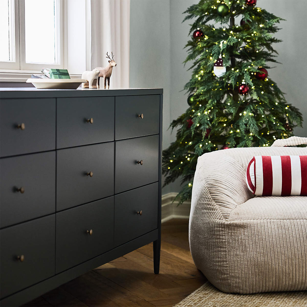 Hampshire 64" Olive Green Extra Wide 9-Drawer Kids Dresser + Reviews | Crate & Kids | Crate & Barrel