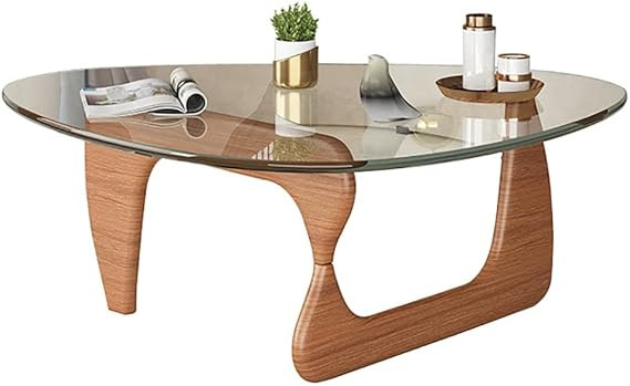 TAUODUYY Coffee Table, Household Small Living Room Sofa Side Table, Tempered Glass+Solid Wood Tab... | Amazon (US)