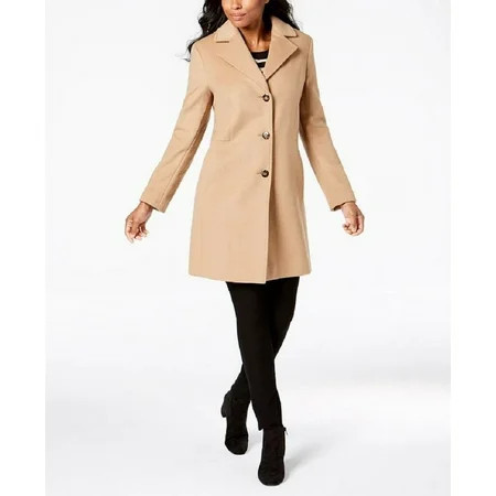 Calvin Klein Women s Classic Cashmere Wool Blend Coat Brown Size 12 | Walmart (US)