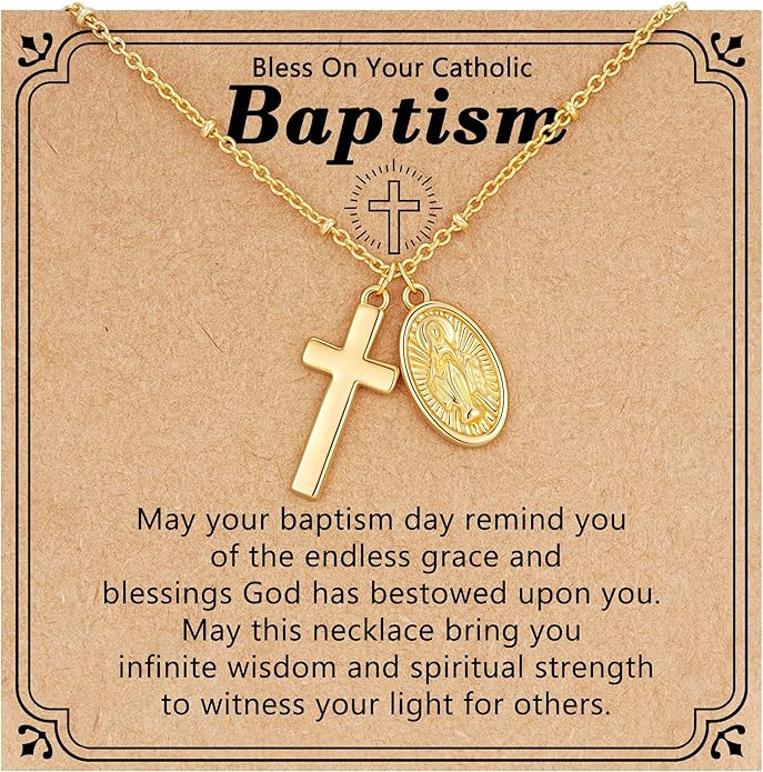 Virgin Mary Cross Necklace for Women, Religious Cross Gold Necklace Catholic Christian Gifts for ... | Amazon (US)