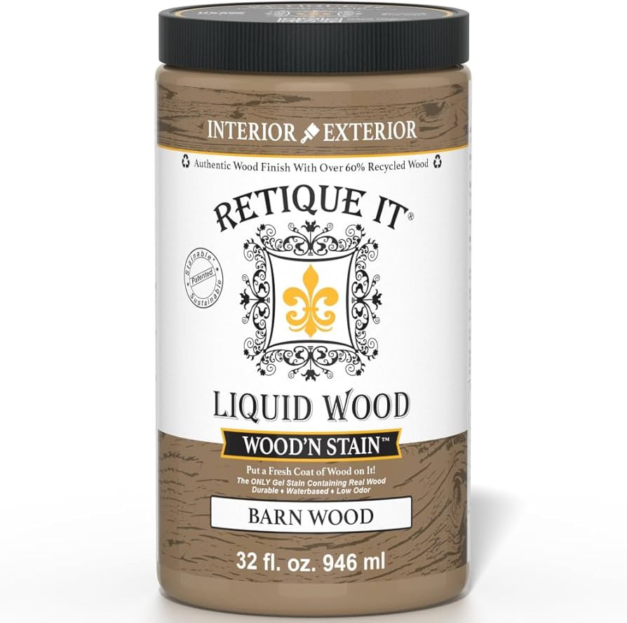 Retique It Wood'n Stain - Liquid Wood Gel Stain Interior/Exterior (32 oz (Quart), 45 Barn Wood) | Amazon (US)