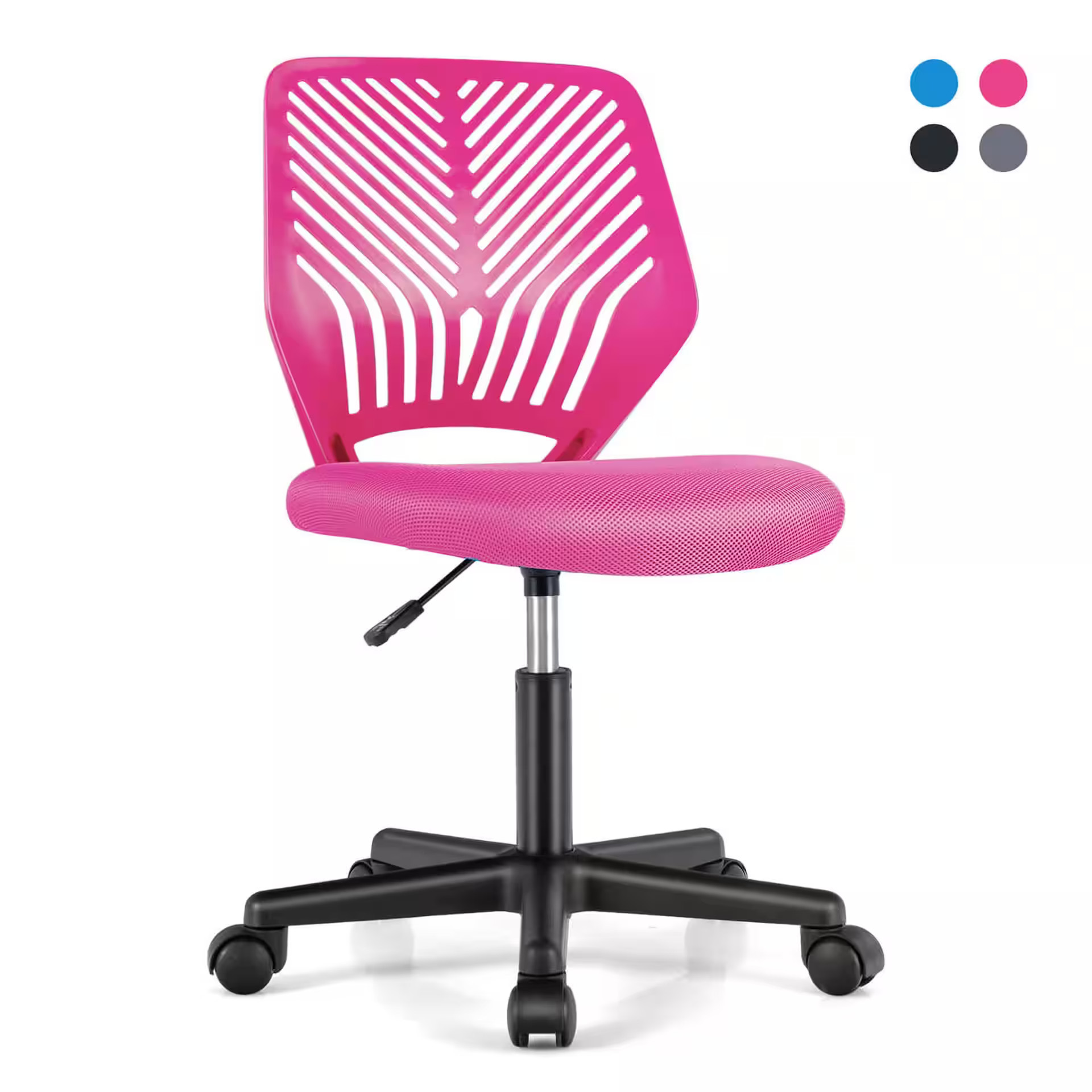 Costway - Height-adjustable Ergonomic Kids Desk Chair with Universal Casters Working Chair - Pink | Best Buy U.S.