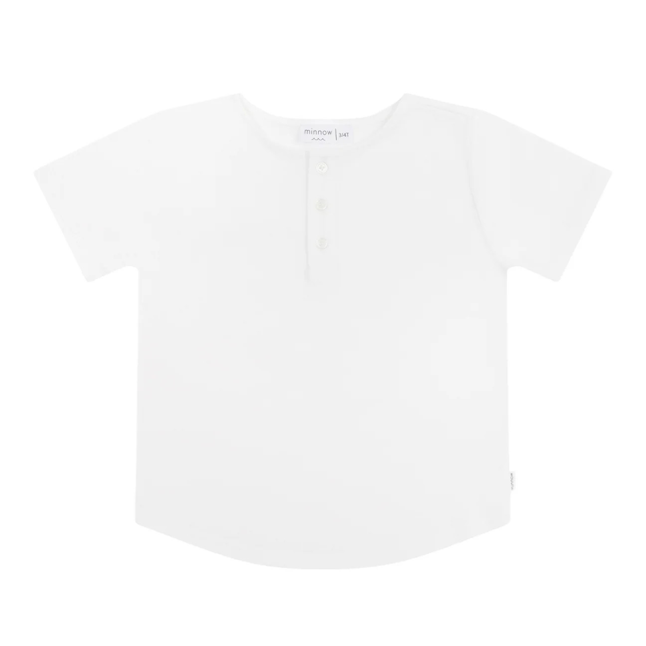 unisex white short sleeve henley | Minnow