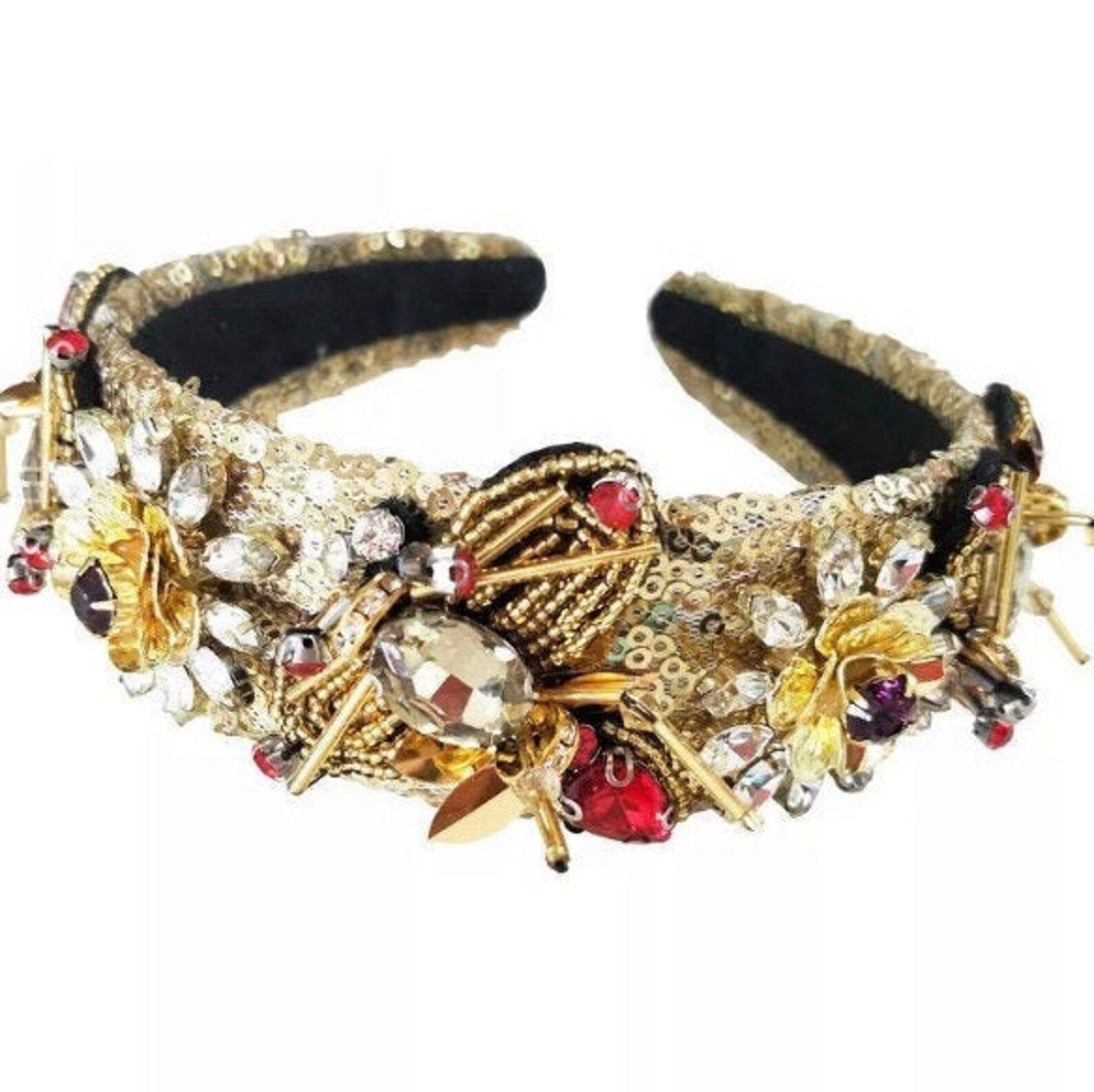 Gold Rhinestone Headband Wide Headband Embelished Tiara | Etsy | Etsy (US)
