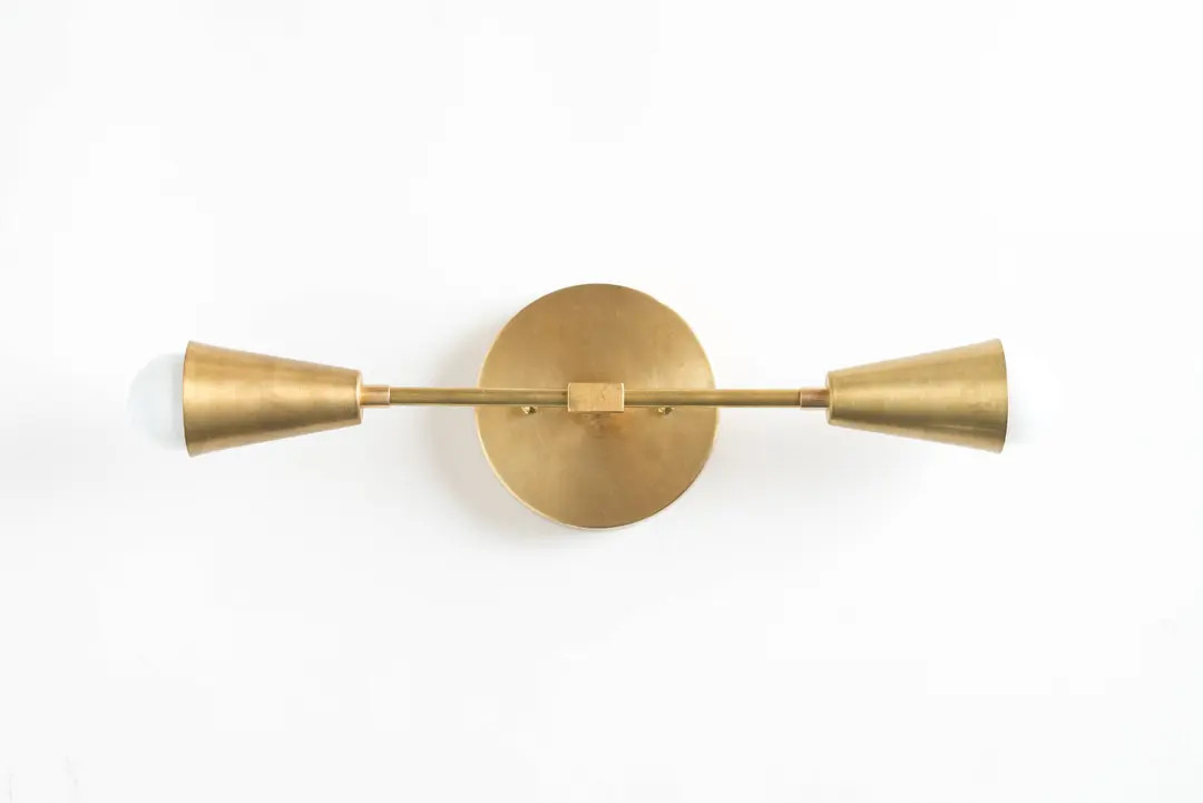 Gold Vanity Lamp - Bathroom Lighting - Mid Century Sconce - Brass Wall Lights - Industrial Modern... | Etsy (US)