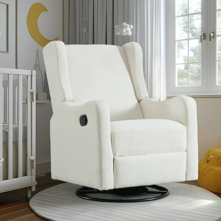 Dinosisco Swivel Glider Rocking Chair for Nursery, Wingback Upholstered Glider Rocker for Living ... | Walmart (US)