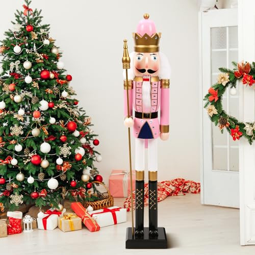 Liliful 48 Inch 4 ft Tall Life Size Christmas Nutcracker King Giant Wooden Nutcracker Soldier with Golden Scepter Nutcracker Statue for Indoor Outdoor Xmas Commercial Decor (Classic King) | Amazon (US)