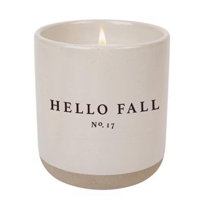 Sweet Water Decor Hello Fall 12oz Cream Stoneware Jar Candle | Target