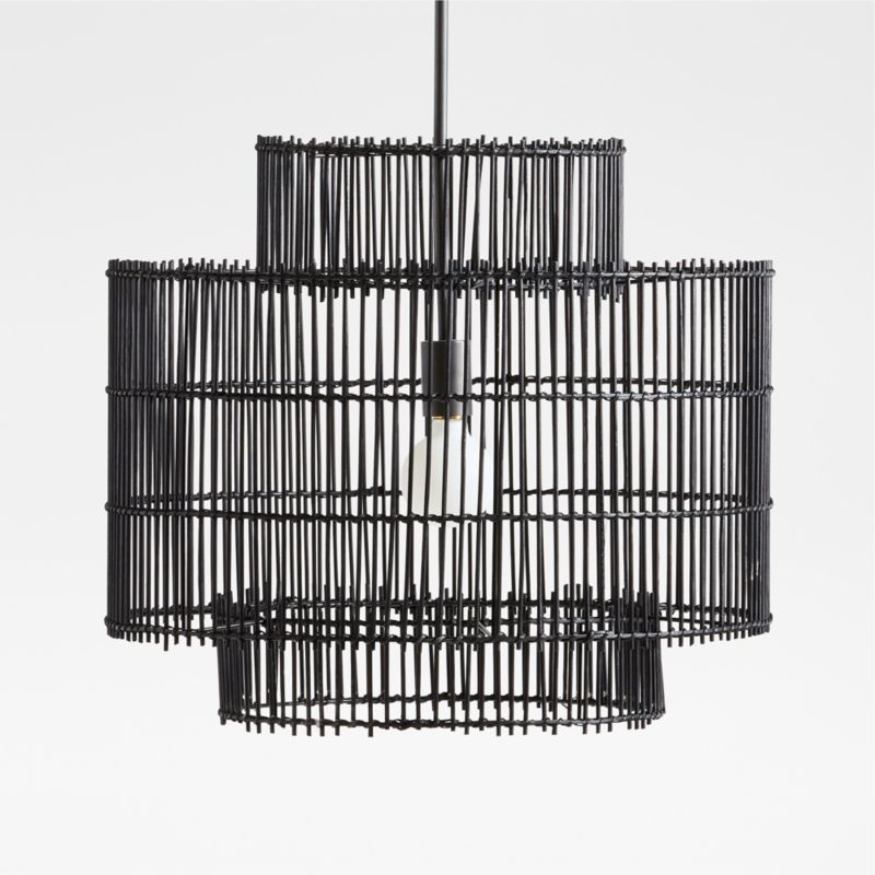 Noon Small Black Wicker Pendant Light by Leanne Ford + Reviews | Crate & Barrel | Crate & Barrel