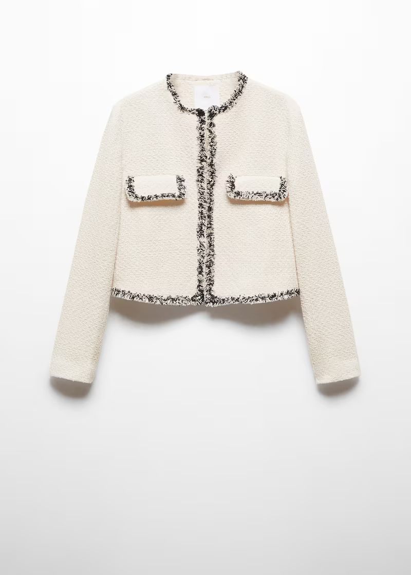 Tweed jacket with contrast detail -  Women | Mango USA | MANGO (US)