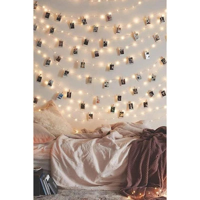 Perfect Holiday 15 LED Mini Photo Clip Battery Operated Silver Copper Fairy Lights - Warm White | Target