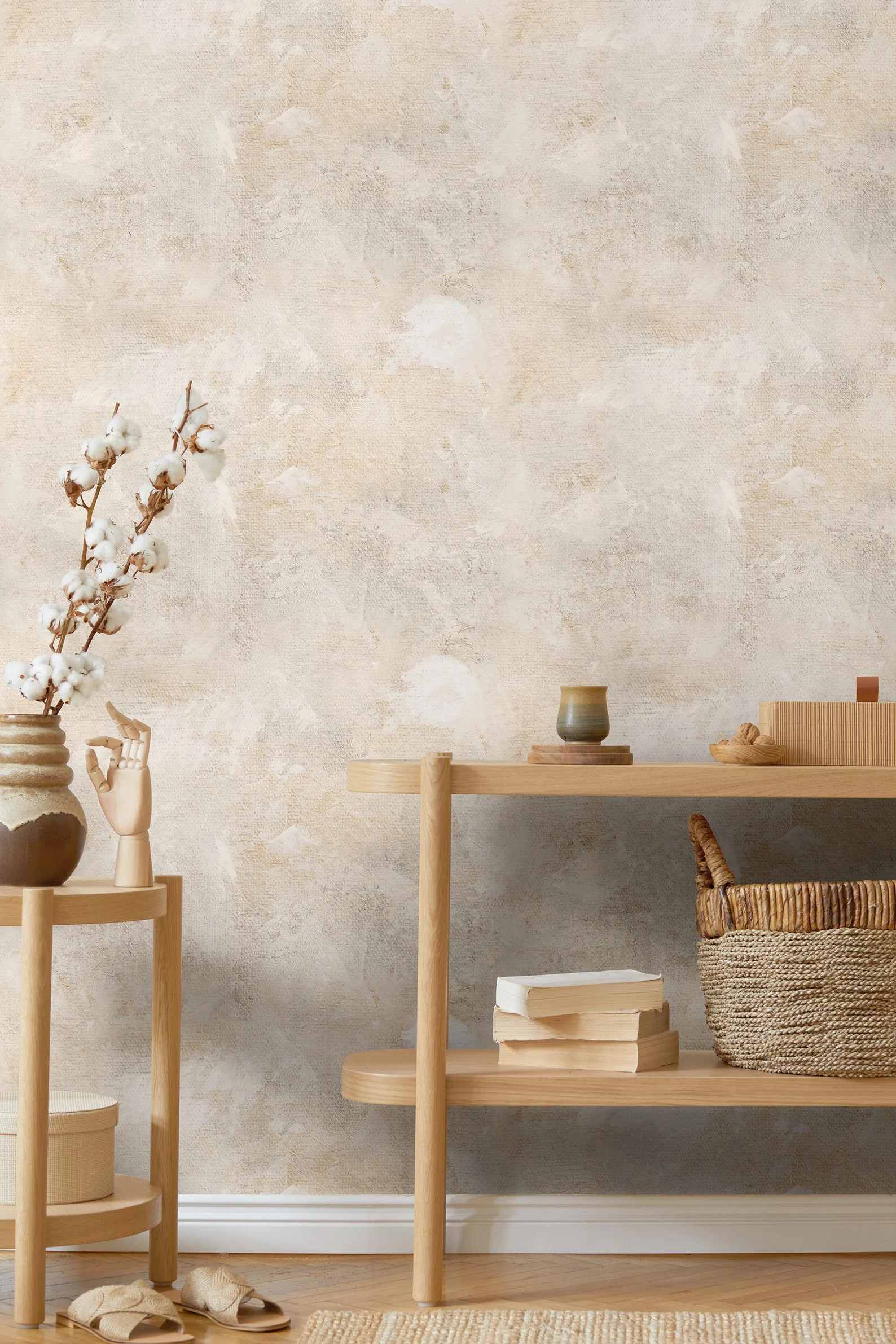 Limewash Wallpaper Peel and Stick Removable Faux Texture Mural Plaster Concrete Neutral Canvas Te... | Etsy (US)