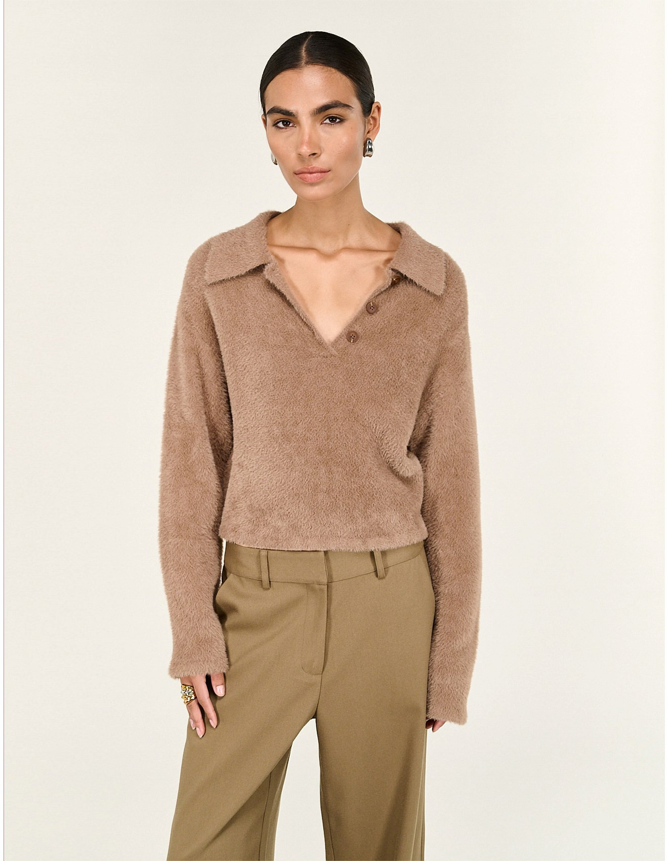 EMBER FLUFFY POLO JUMPER | David Jones (Australia & New Zealand)
