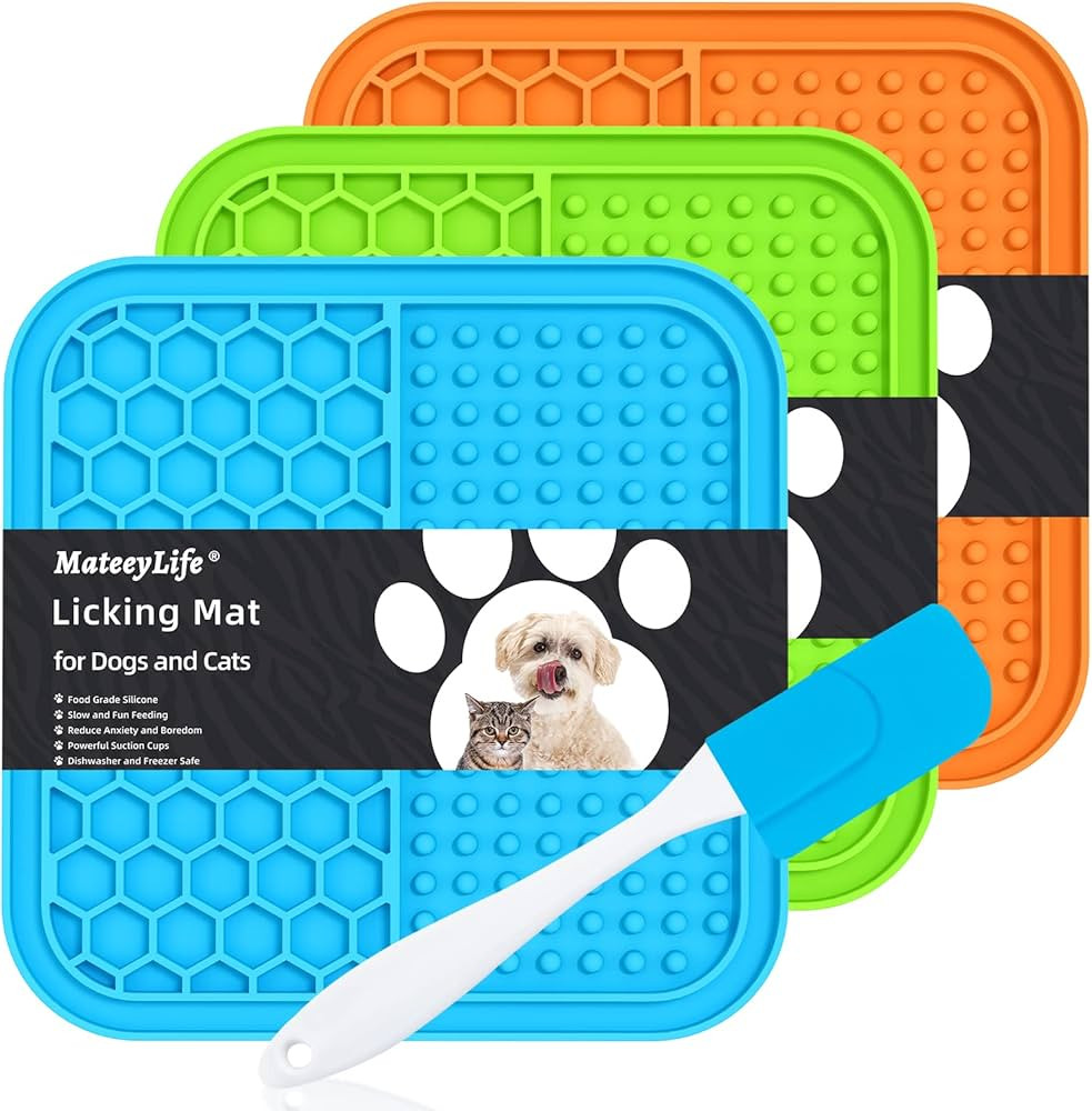 MateeyLife 3PCS Licking Mat for Dogs and Cats, Lick Mats with Suction Cups for Dog Anxiety Relief... | Amazon (US)