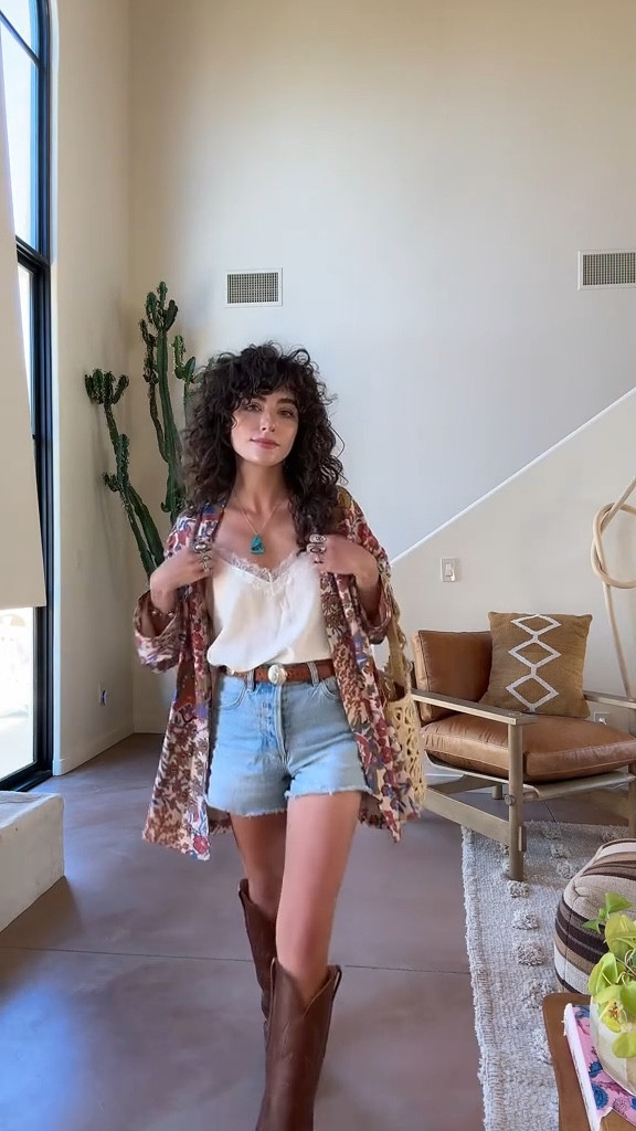 Boho western outfit. Loveeee this kimono robe  

#LTKPetite #LTKFestival #LTKSeasonal