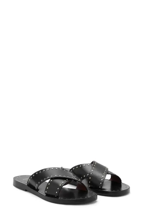 MANGO Studded Slide Sandal in Black at Nordstrom, Size 6Us | Nordstrom